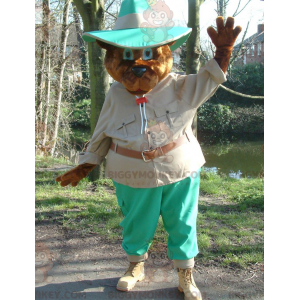 BIGGYMONKEY™ Brown Bear Mascot Costume In Explorer Outfit –