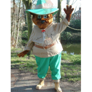 BIGGYMONKEY™ Brown Bear Mascot Costume In Explorer Outfit -