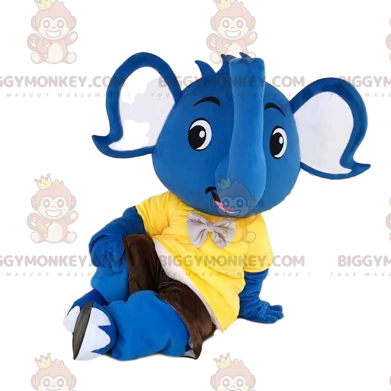 Blue Baby Elephant BIGGYMONKEY™ maskottiasu keltaisella