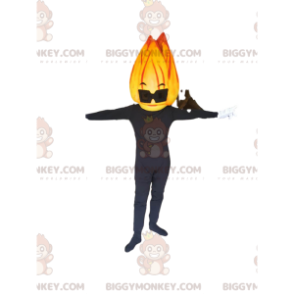 Black Character BIGGYMONKEY™ Mascot Costume with Flame Head -