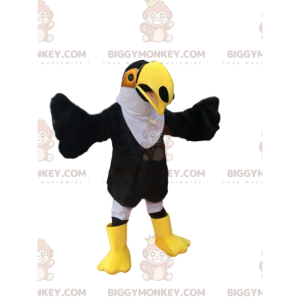 Traje de mascote BIGGYMONKEY™ de tucano preto e branco com