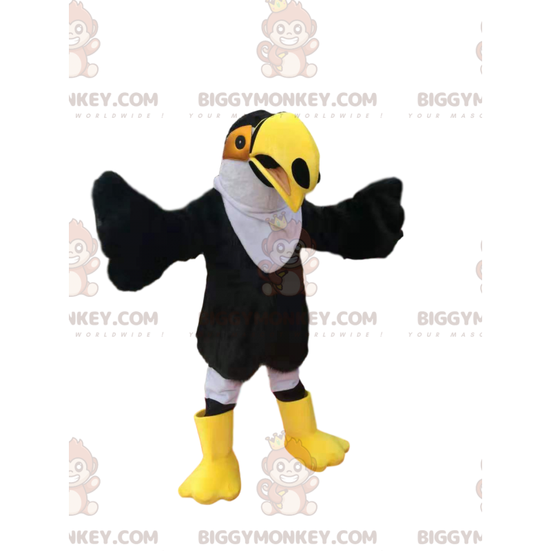 BIGGYMONKEY™ Costume da mascotte di tucano bianco e nero con