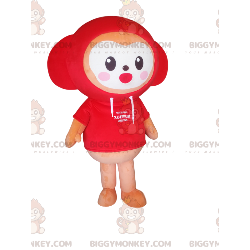 BIGGYMONKEY™ mascot costume of little orange teddy bear with a