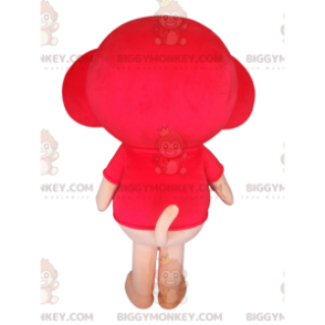 BIGGYMONKEY™ mascot costume of little orange teddy bear with a