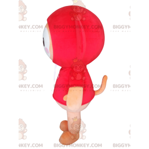 Traje de mascote BIGGYMONKEY™ de ursinho laranja com capuz