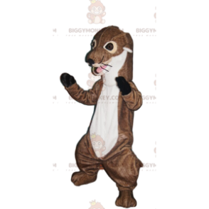 Disfraz de mascota BIGGYMONKEY™ de nutria marrón y blanca.