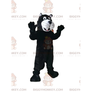 Schwarz-weißer Panther BIGGYMONKEY™ Maskottchen-Kostüm. Panther