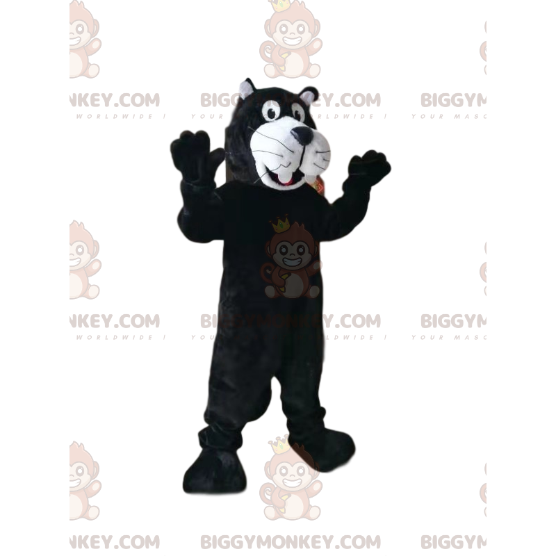 Mustavalkoinen pantteri BIGGYMONKEY™ maskottiasu. pantteri puku