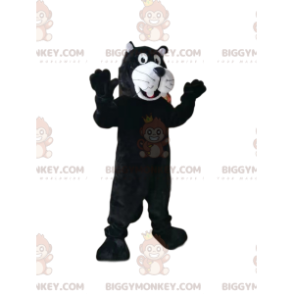 Costume mascotte BIGGYMONKEY™ pantera bianca e nera. costume da