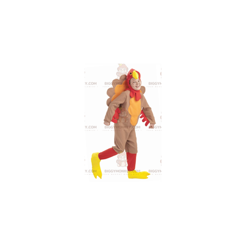 Costume de mascotte BIGGYMONKEY™ de dindon marron rouge et