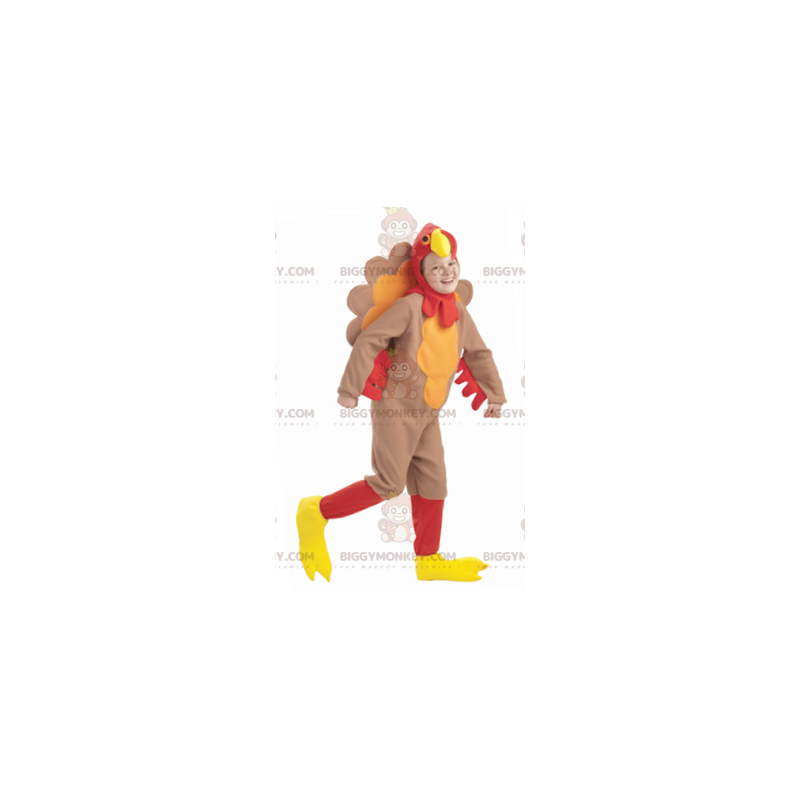 Kostým hnědočerveného a žlutého krůtího maskota BIGGYMONKEY™ –