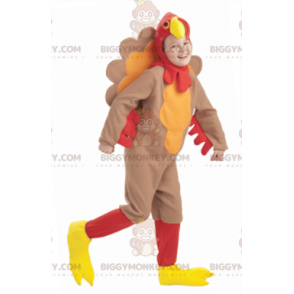 Costume de mascotte BIGGYMONKEY™ de dindon marron rouge et