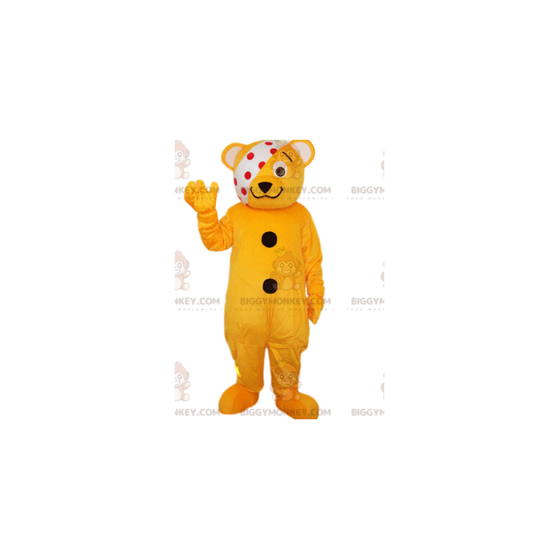 Orange Orange Bear BIGGYMONKEY™ Mascot Costume with Red Polka