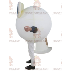 Traje de mascote BIGGYMONKEY™, personagem branco redondo com