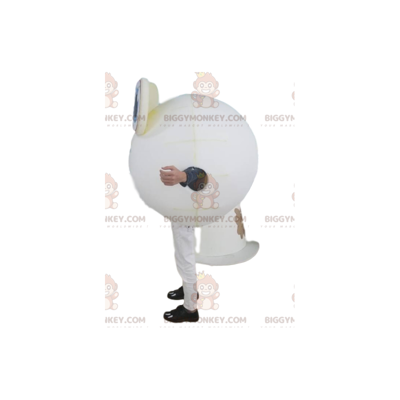 Traje de mascote BIGGYMONKEY™, personagem branco redondo com