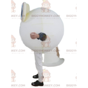 BIGGYMONKEY™ Mascot Costume Round White Character with Blue