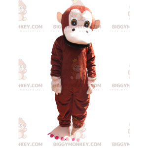 Bruin en crème aap BIGGYMONKEY™ mascottekostuum. aap kostuum -