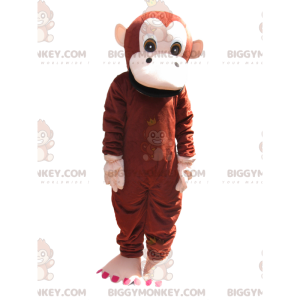 Costume de mascotte BIGGYMONKEY™ de singe marron et crème.