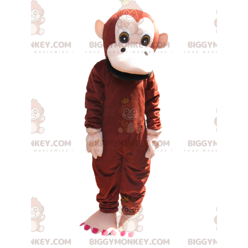 Brun og cremet abe BIGGYMONKEY™ maskotkostume. abe kostume -