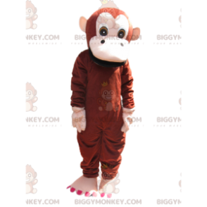 Costume de mascotte BIGGYMONKEY™ de singe marron et crème.