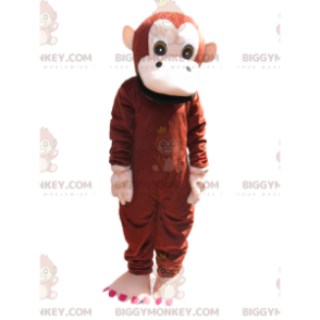 Traje de mascote de macaco BIGGYMONKEY™ marrom e creme.