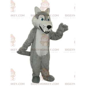 Traje de mascote Big Teeth Gray and White Wolf BIGGYMONKEY™ –
