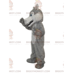 Disfraz de mascota BIGGYMONKEY™ de lobo gris y blanco con