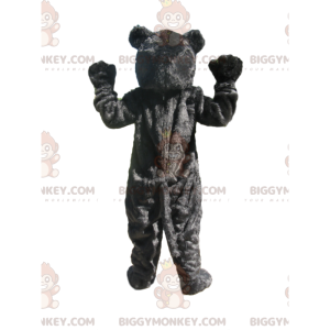 BIGGYMONKEY™ maskotkostume sort bjørn med rødt næseparti -