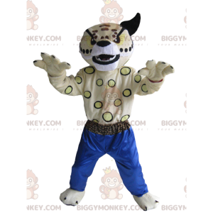 White Panther BIGGYMONKEY™ Mascot Costume with Blue Pants -