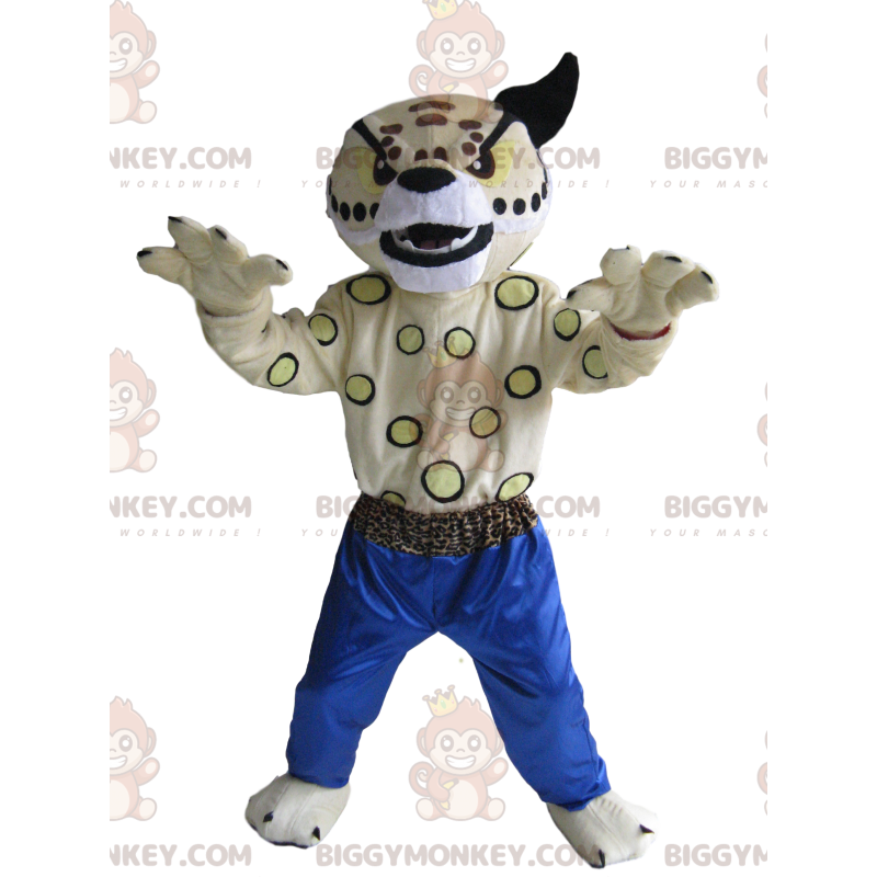 Costume de mascotte BIGGYMONKEY™ de panthère blanche avec un