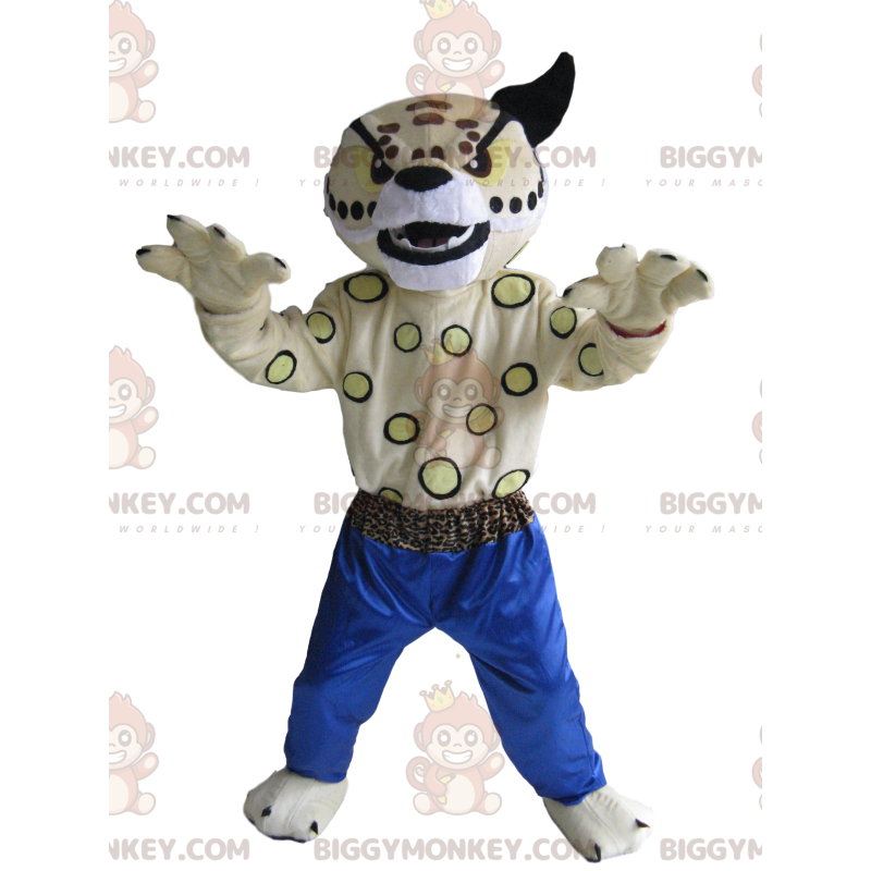 White Panther BIGGYMONKEY™ Mascot Costume with Blue Pants –
