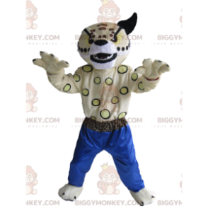 White Panther BIGGYMONKEY™ Mascot Costume with Blue Pants -