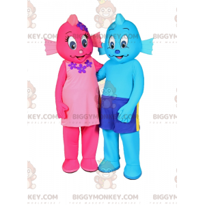 Blå och rosa BIGGYMONKEY™ Mascot Costume Duo - BiggyMonkey