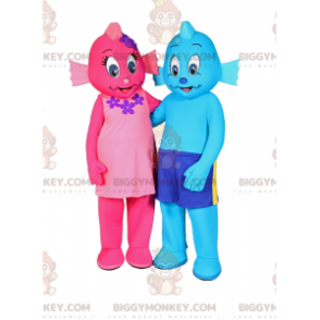 Blå och rosa BIGGYMONKEY™ Mascot Costume Duo - BiggyMonkey
