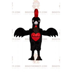 Costume da mascotte Gallina BIGGYMONKEY™ nera e rossa -