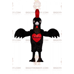 Costume de mascotte BIGGYMONKEY™ de poule noir et rouge -