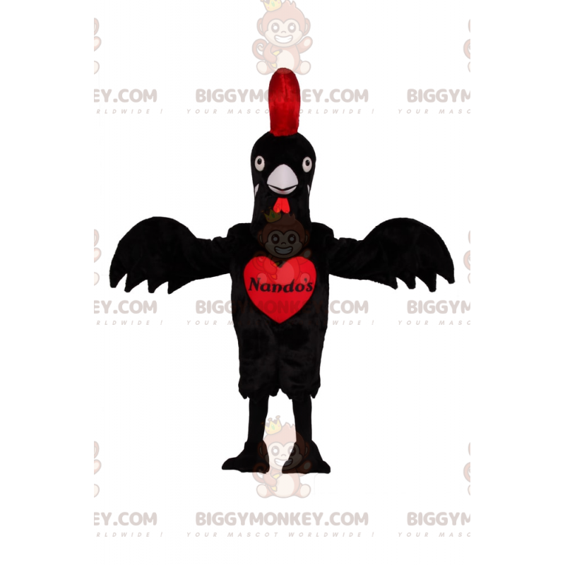 Fantasia de mascote de galinha preta e vermelha BIGGYMONKEY™ –