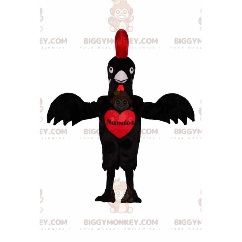 Schwarzes und rotes Huhn BIGGYMONKEY™ Maskottchen-Kostüm -