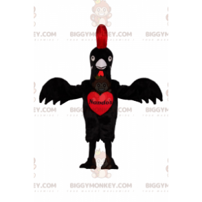 Costume de mascotte BIGGYMONKEY™ de poule noir et rouge -