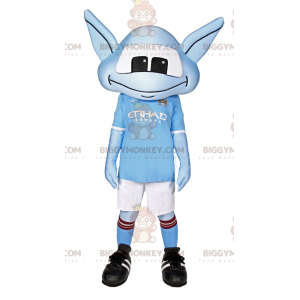 BIGGYMONKEY™ Blaues Alien-Maskottchen-Kostüm mit langen Ohren