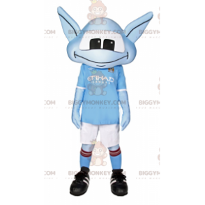 BIGGYMONKEY™ Alien blauw mascottekostuum met lange oren en