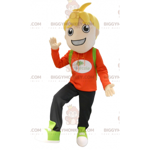 Disfraz de mascota Little Blonde School Boy BIGGYMONKEY™ -