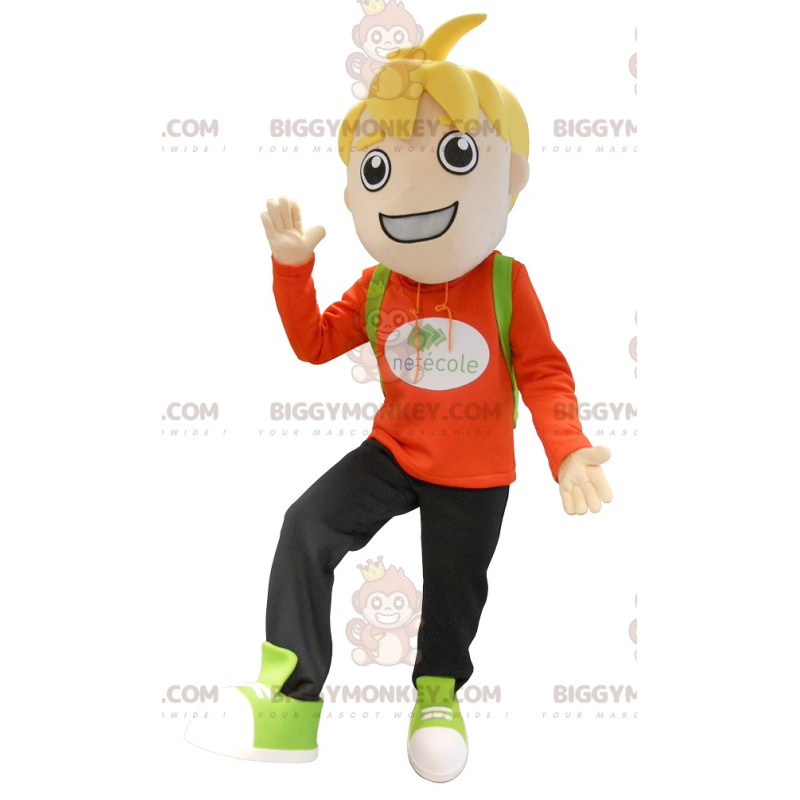 Κοστούμι μασκότ Little Blonde School Boy BIGGYMONKEY™ -