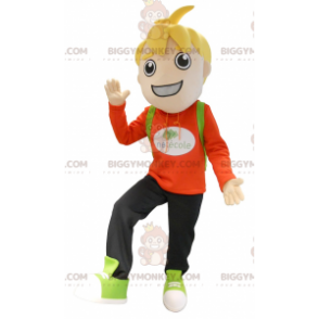 Costume de mascotte BIGGYMONKEY™ de petit garçon écolier blond