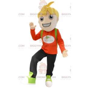 Kleine blonde schooljongen BIGGYMONKEY™ mascottekostuum -