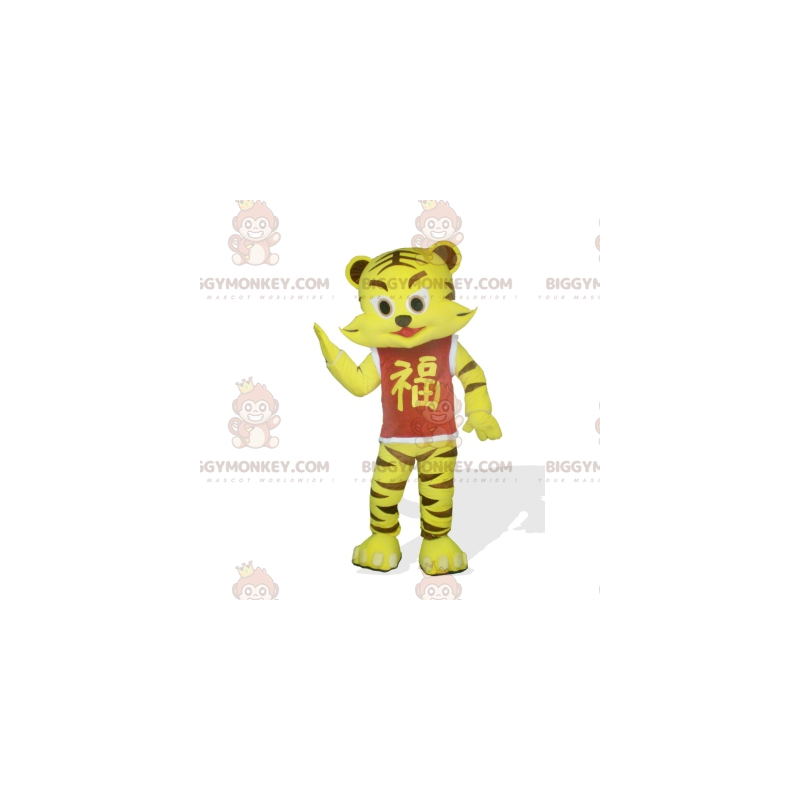 BIGGYMONKEY™ Costume da mascotte di cucciolo di tigre giallo e