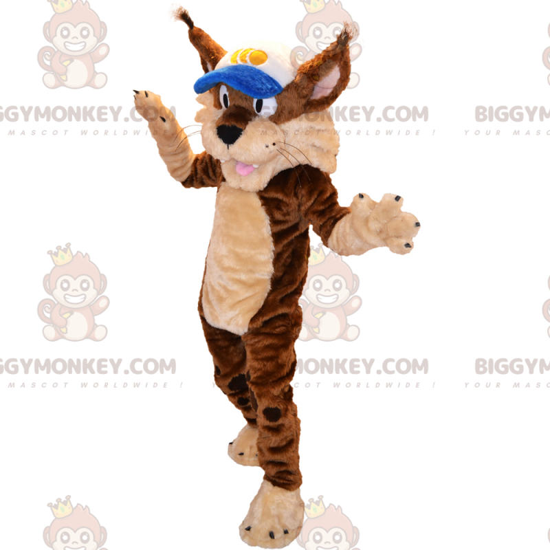 BIGGYMONKEY™-mascottekostuum met dieren - Lynx met muts -