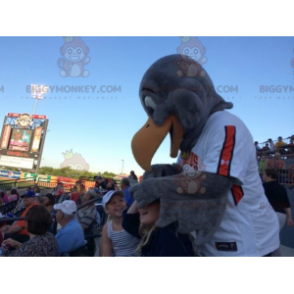 BIGGYMONKEY™ Mascot Costume of Gray Eagle in White and Orange