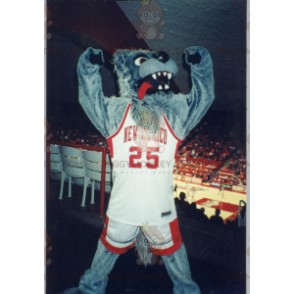Kostým maskota BIGGYMONKEY™ Šedý vlk ve sportovním oblečení –