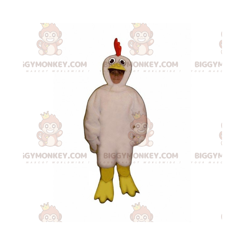 BIGGYMONKEY™ Farm Animal Mascot Costume - White Crested Hen -